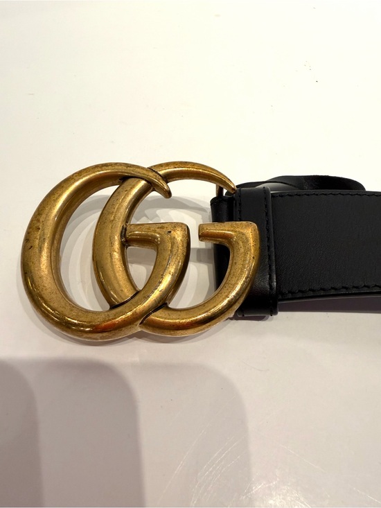 Gucci Marmont GG Black Leather Belt Antique Gold Buckle 85/34 Italy Authentic main image 10